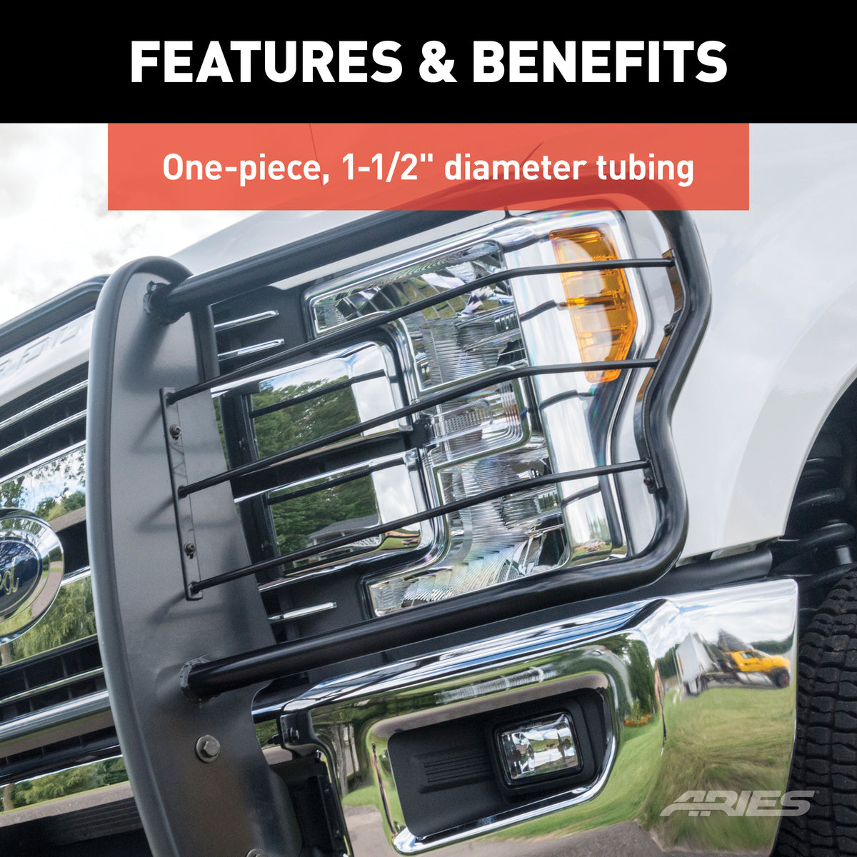 ARIES 5058 1-1/2-Inch Black Steel Grille Guard, No-Drill, Select Dodge, Ram 1500
