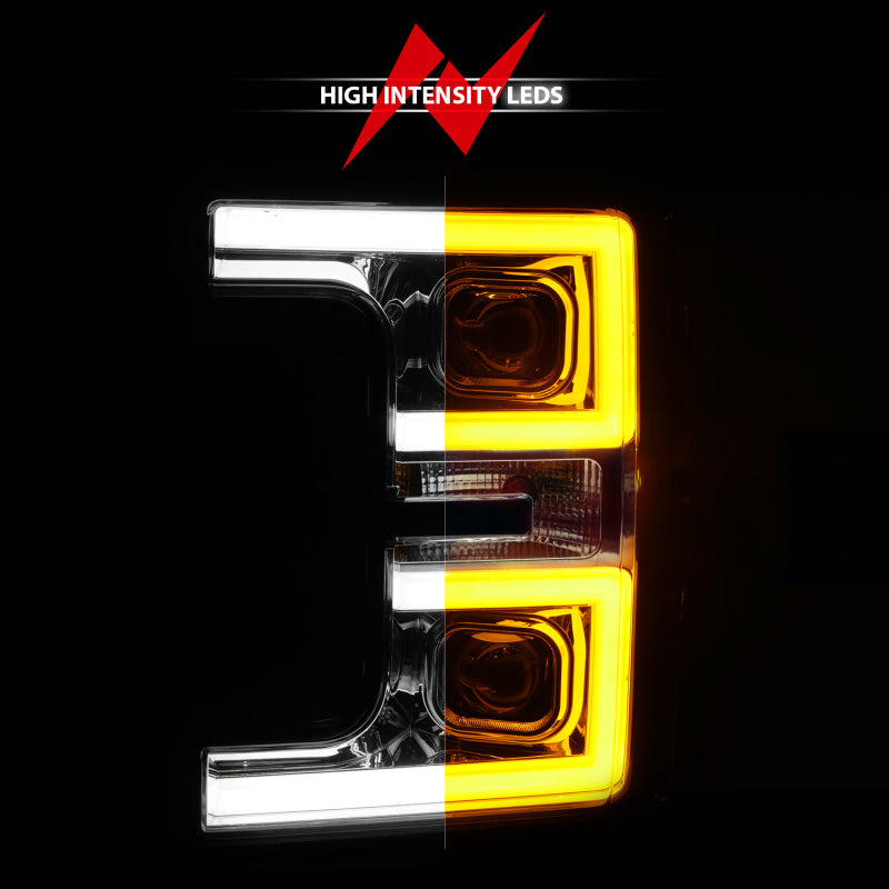 ANZO LED Headlights 17-18 Ford F-250 Super Duty Plank-Style L.E.D. Headlight Chrome (Pair) - 111389