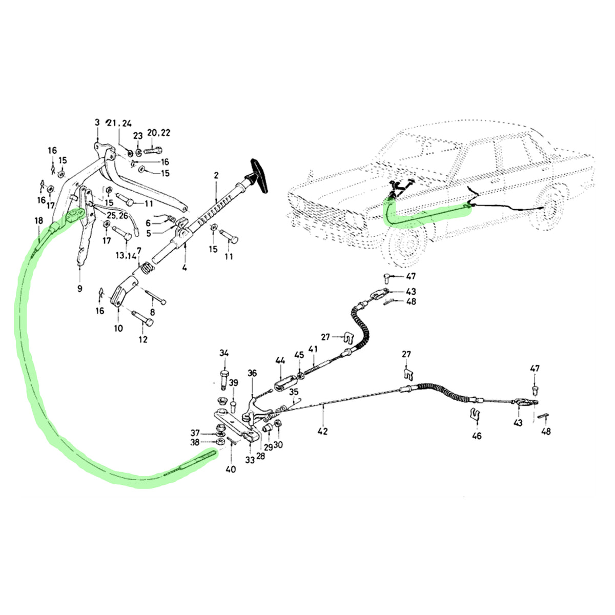 Datsun 510 Front E-Brake Cable
