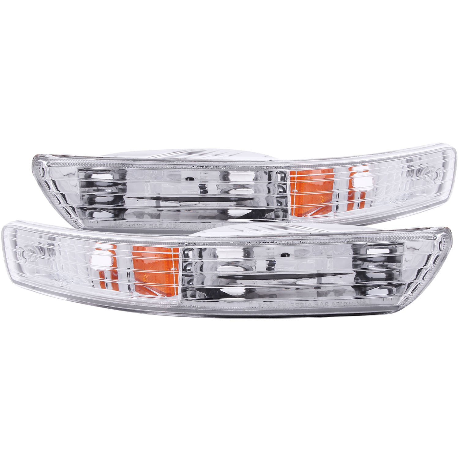 ANZO 1998-2001 Acura Integra Euro Parking Lights Chrome w/ Amber Reflector - 511021 for 1998-2001 Acura Integra - front view