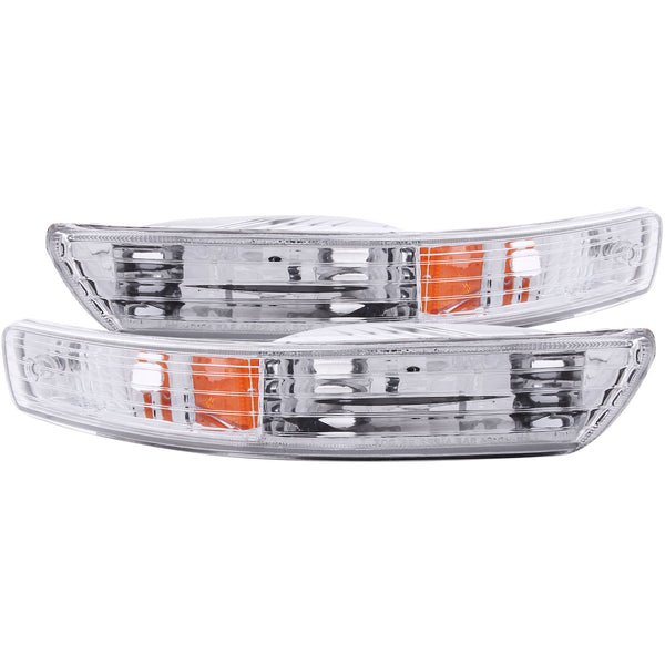 ANZO 1998-2001 Acura Integra Euro Parking Lights Chrome w/ Amber Reflector - 511021 for 1998-2001 Acura Integra - front view