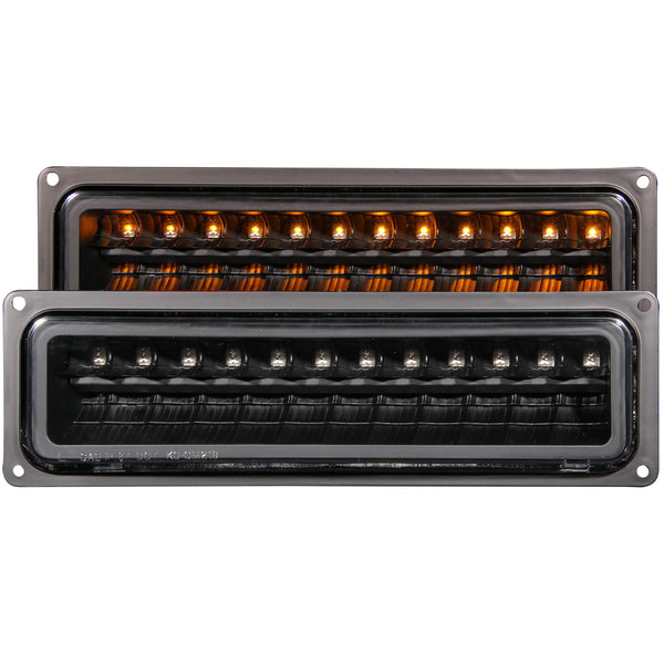 ANZO 1988-1998 Chevrolet C1500 LED Parking Lights Black - 511050 for 1988-2000 Chevrolet C3500 - front view