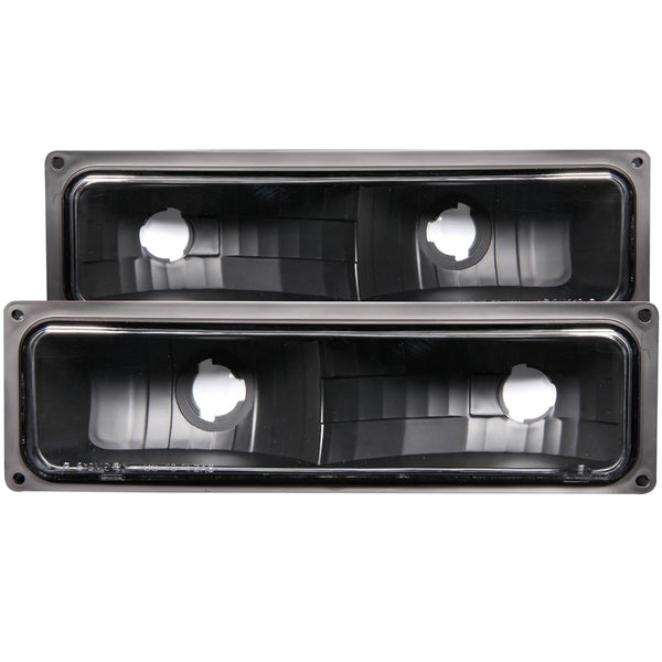 ANZO 1988-1998 Chevrolet C1500 Euro Parking Lights Black - 511053 for 1988-2000 Chevrolet C3500 - front view