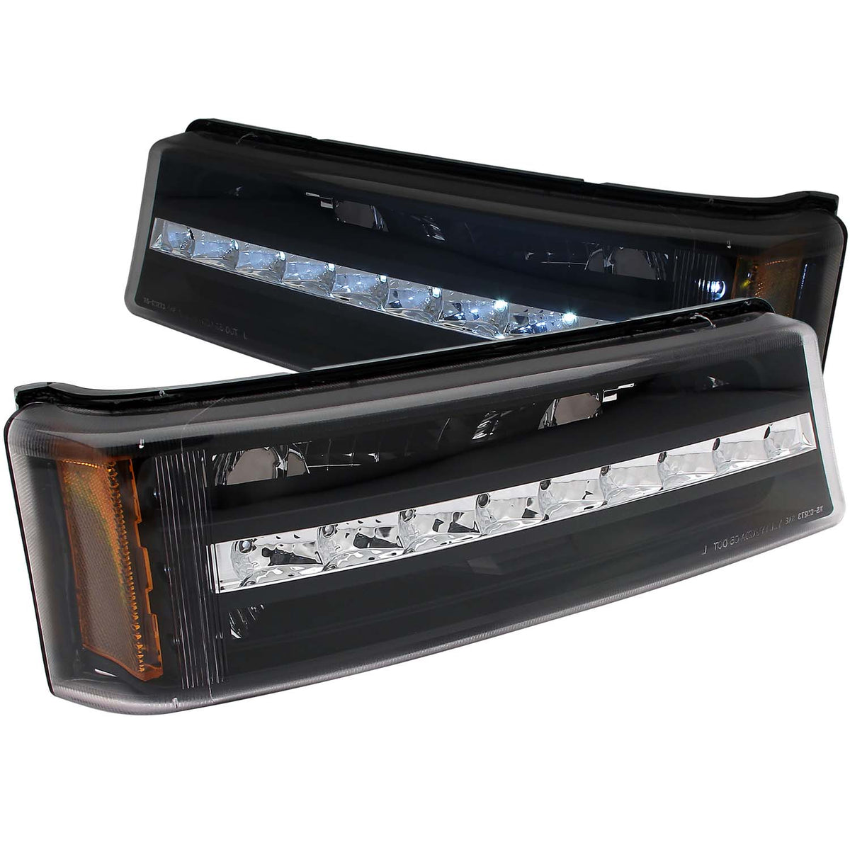 ANZO 2003-2006 Chevrolet Silverado 1500 LED Parking Lights Black w/ Amber Reflector - 511067 for 2003-2007 Chevrolet Silverad