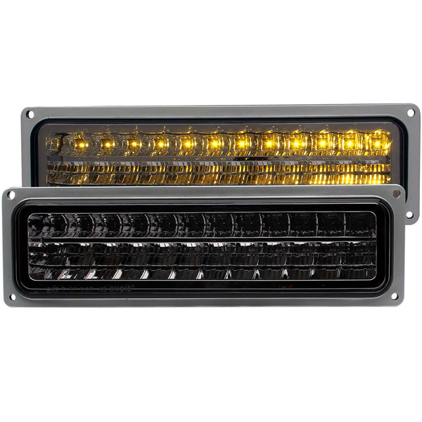 ANZO 1988-1998 Chevrolet C1500 LED Parking Lights Smoke - 511068 for 1988-2000 Chevrolet C3500 - front view