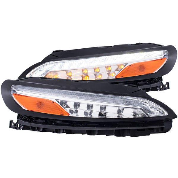 ANZO 2014-2016 Jeep Cherokee LED Parking Lights Chrome w/ Amber Reflector - 511081 for 2014-2018 Jeep Cherokee - front view