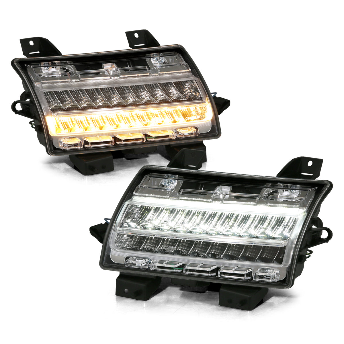 ANZO 18-19 Jeep Wrangler JL Halogen Chrome Clear w/ Sequential Signal - 511083 for 2018-2025 Jeep Wrangler - front view