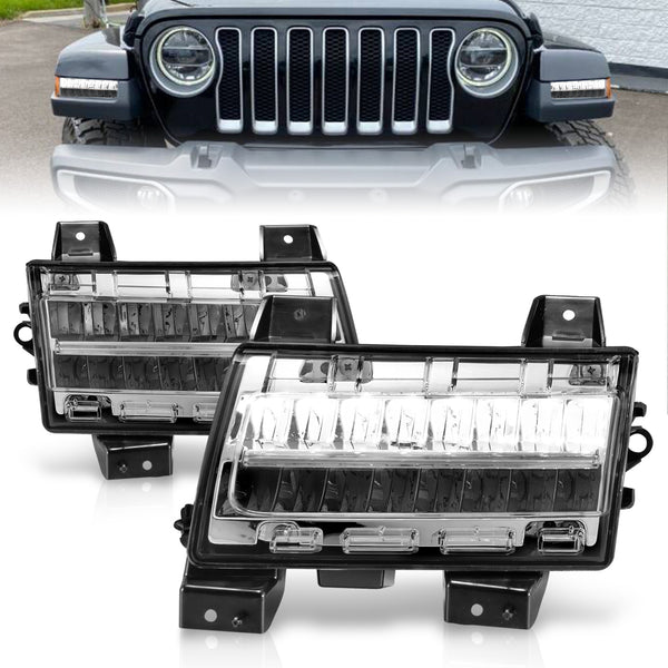 ANZO 2018-2021 Jeep Wrangler LED Side Markers Chrome Housing Clear Lens w/ Sequential Signal - 511086 for 2018-2025 Jeep Wran
