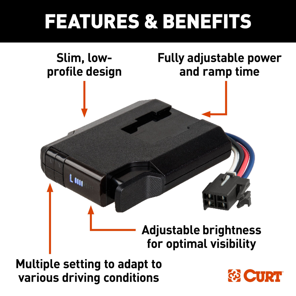 CURT 511166 Venturer NEXT Electric Trailer Brake Controllers, Time-Delay, Fully Adjustable, Low Profile, 1-3 Axles, Plug-and-Play - 6-Pack