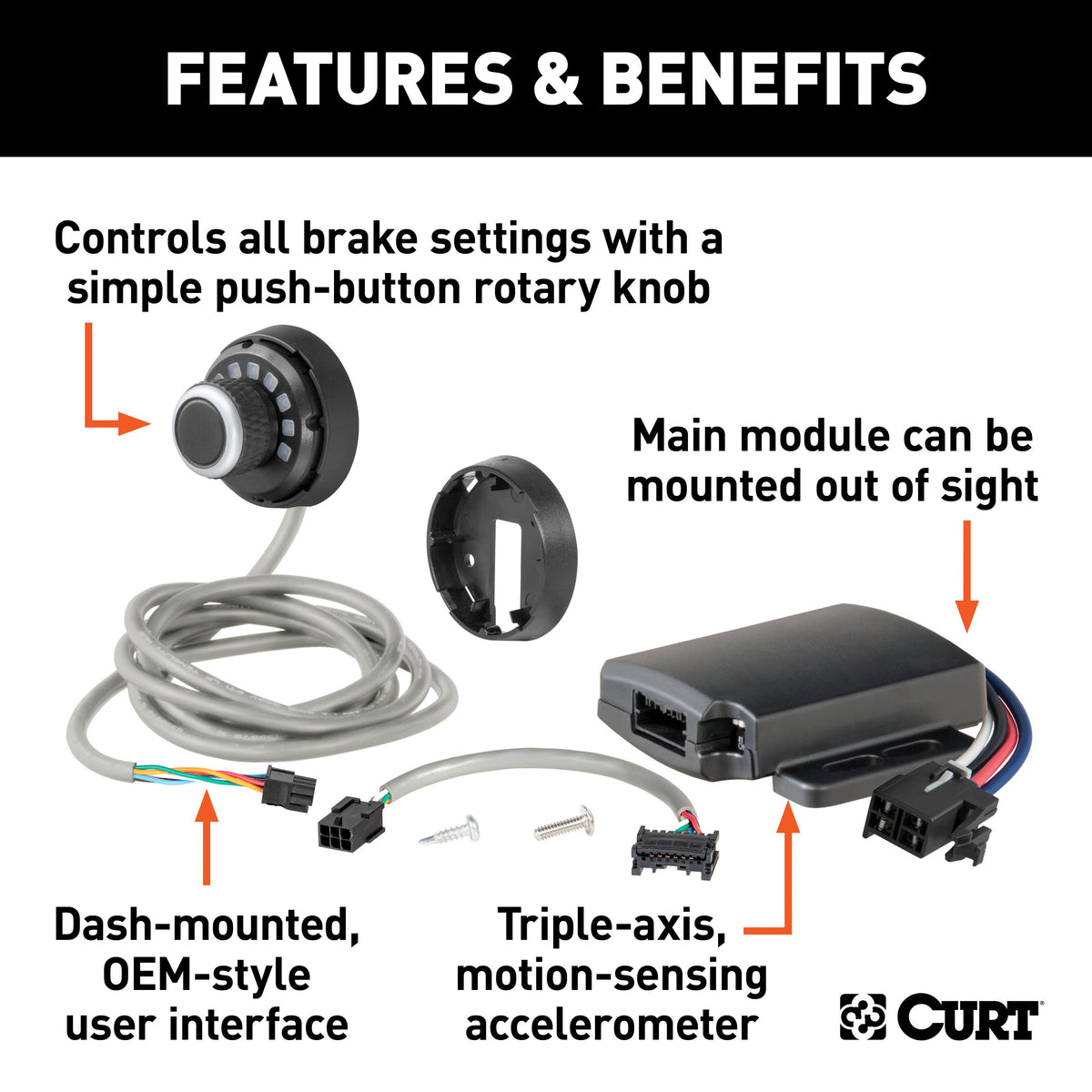 CURT 51170 Spectrum Original Equipment Style, Integrated Electric Trailer Brake Controller, Proportional