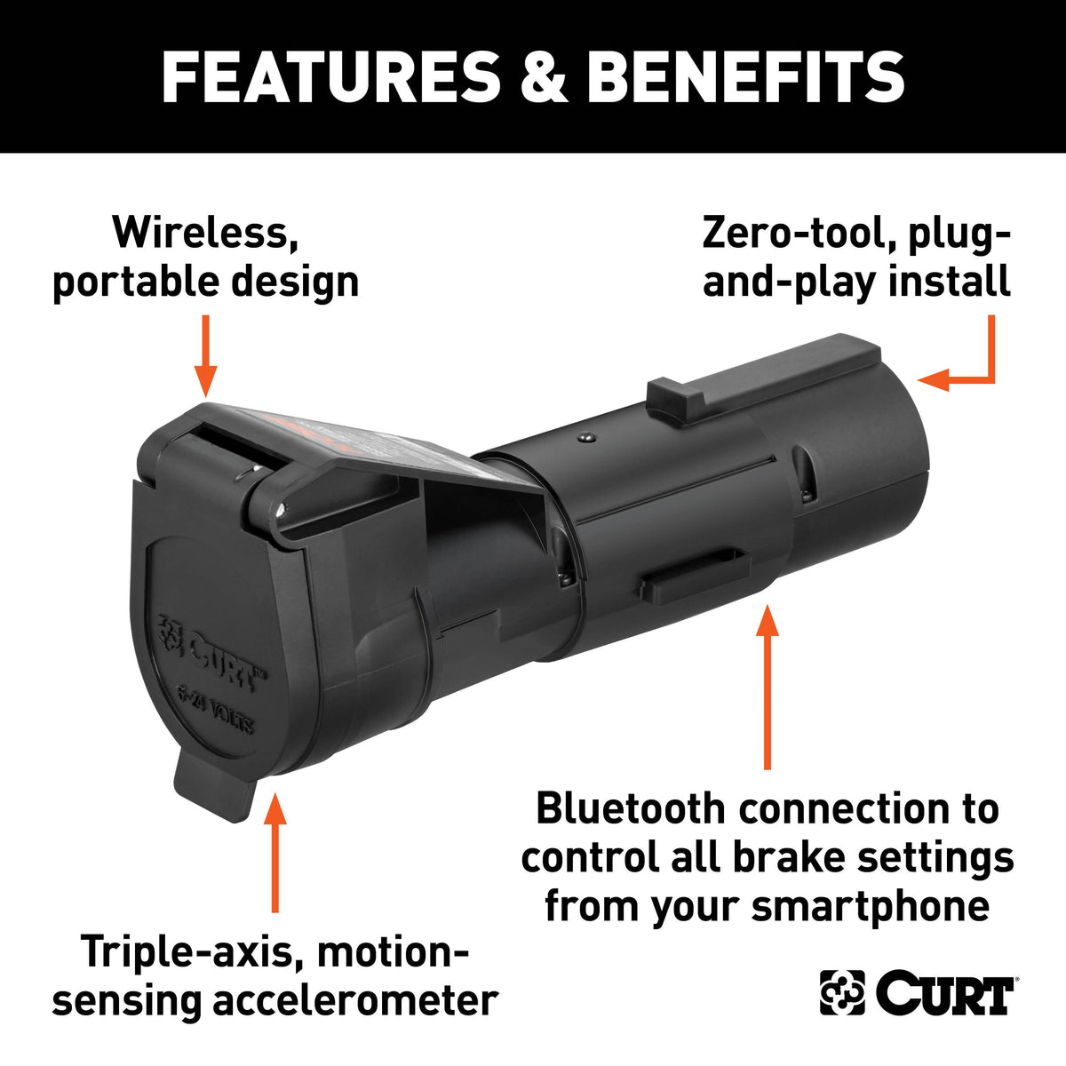 CURT 51180 Echo Mobile Electric Trailer Brake Controller with Bluetooth® Enabled Smartphone Connection, Proportional