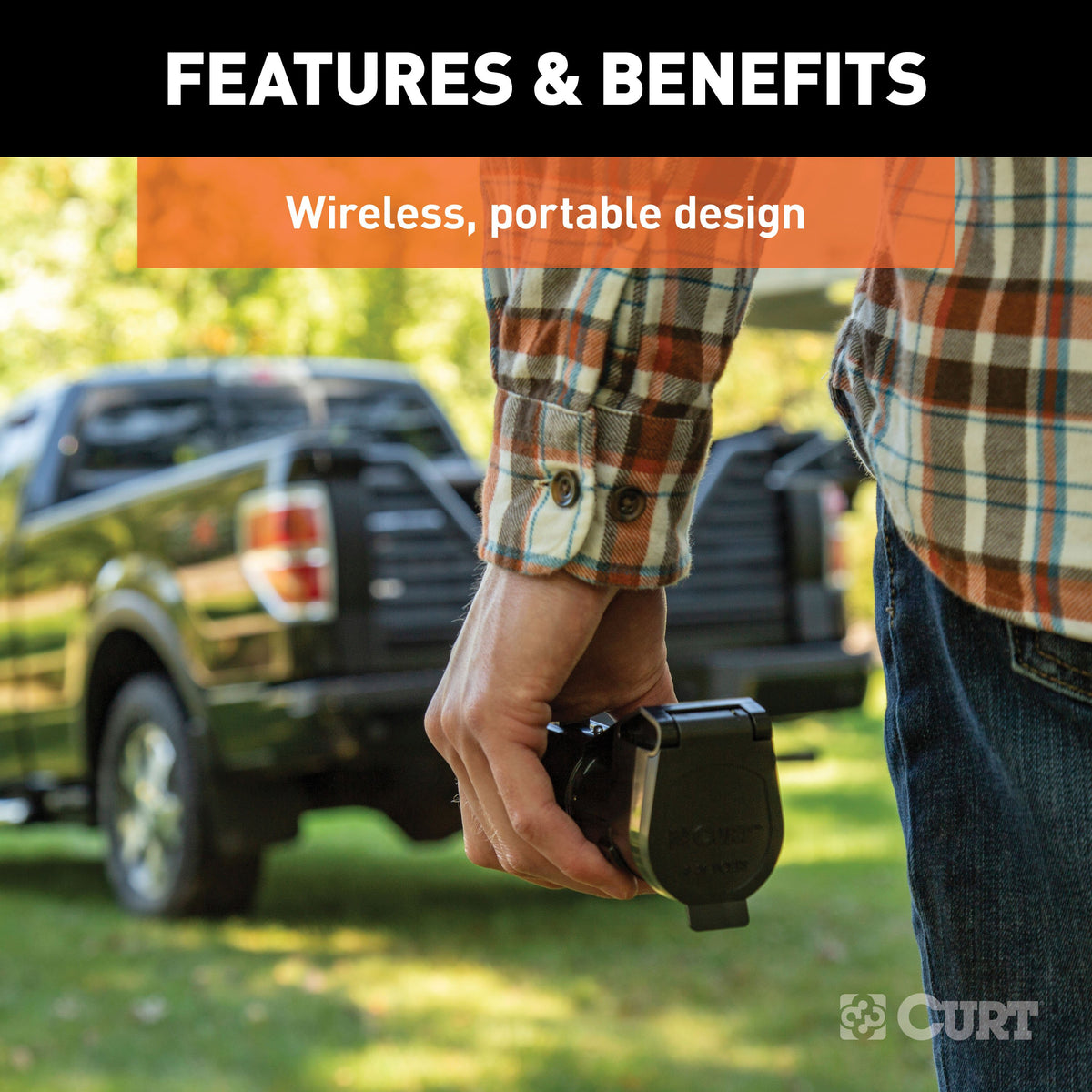 CURT 51180 Echo Mobile Electric Trailer Brake Controller with Bluetooth® Enabled Smartphone Connection, Proportional