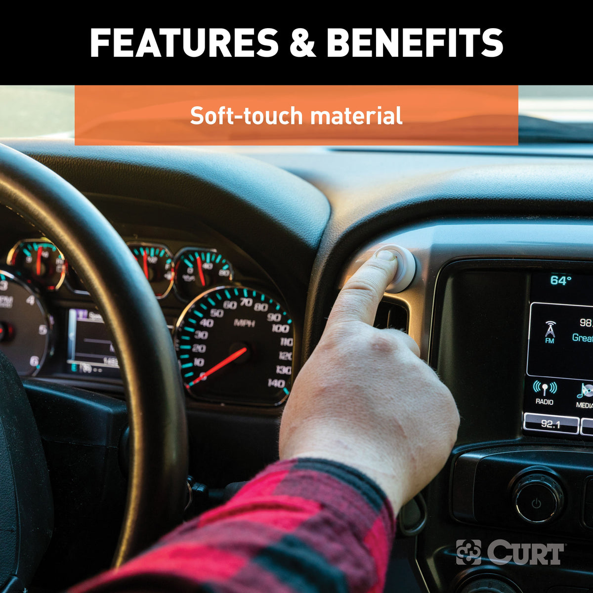 CURT 51189 Manual Override Bluetooth® Button for Echo Trailer Brake Controllers, Powered by Flic