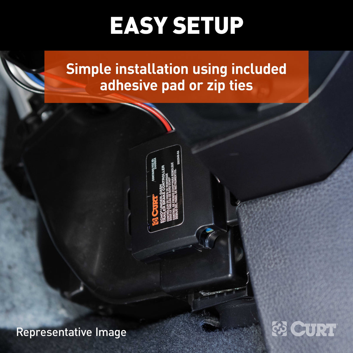 CURT 51190 Echo Under-Dash Electric Trailer Brake Controller with Bluetooth® Enabled Smartphone Connection, Proportional