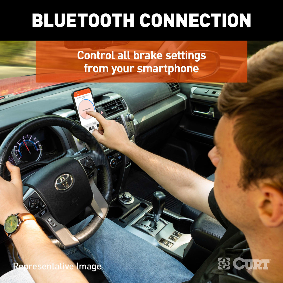 CURT 51200 Echo In-Line Electric Trailer Brake Controller with Bluetooth® Enabled Smartphone Connection, Proportional