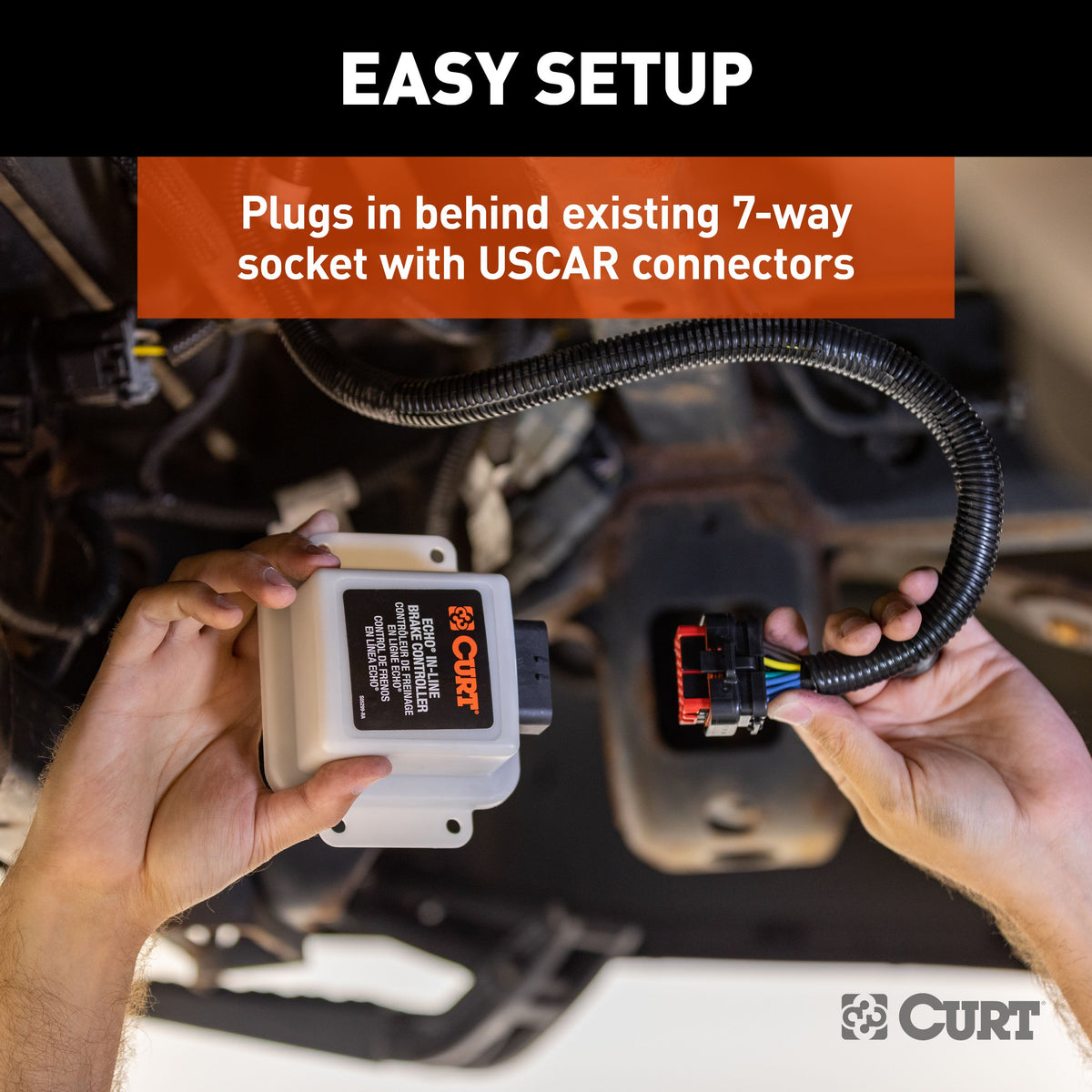CURT 51200 Echo In-Line Electric Trailer Brake Controller with Bluetooth® Enabled Smartphone Connection, Proportional