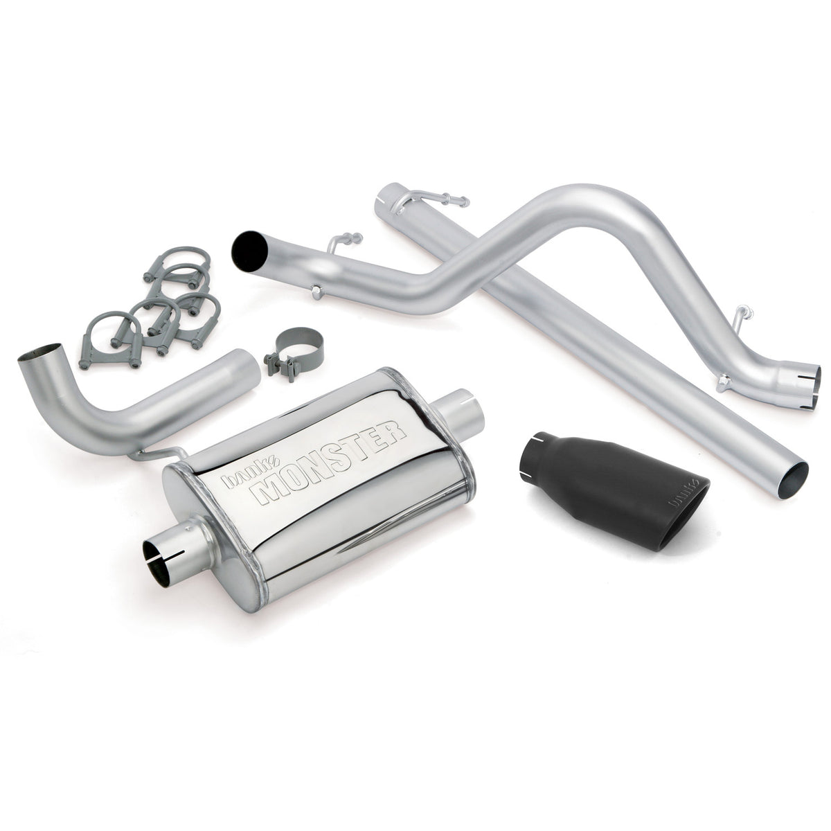 Banks Power 07-11 Jeep 3.8L Wrangler - 2dr Monster Exhaust System - SS Single Exhaust w/ Black Tip - 51321-B
