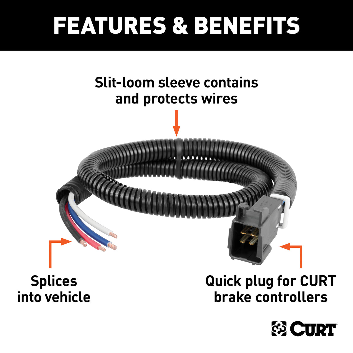 CURT 51531 Universal Trailer Brake Controller Harness with Pigtails