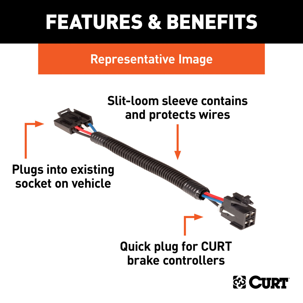 CURT 51532 Competitor-Brake-Controller-to-CURT-Harness Adapter