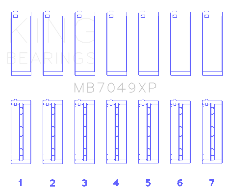 King Toyota 1FZFE (Size .025 Oversized) Performance Main Bearing Set - MB7049XP.026