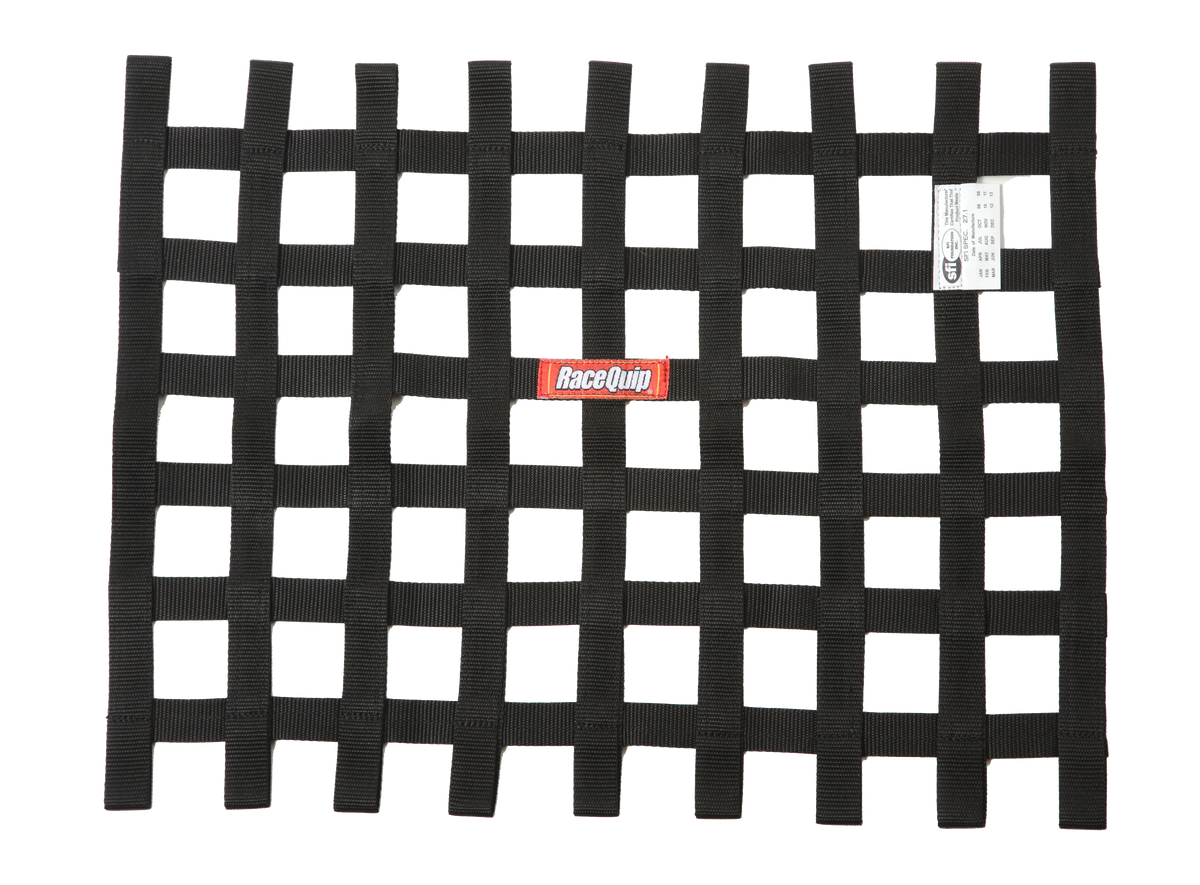 RaceQuip Black 18in H x 24W SFI Ribbon Window Net