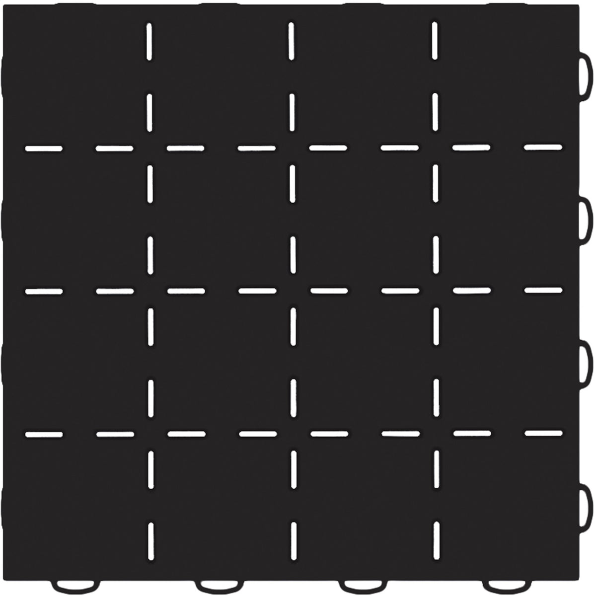 Weathertech - WeatherTech® TechFloor™ - 12 in. x 12 in. Solid Floor Tile w/Raised Squares - 51T1212SS BK