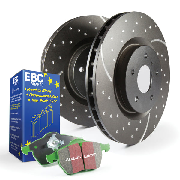 EBC S10 Kits Greenstuff Pads and GD Rotors - S10KR1468 for 2018-2023 Jaguar E Pace - front view