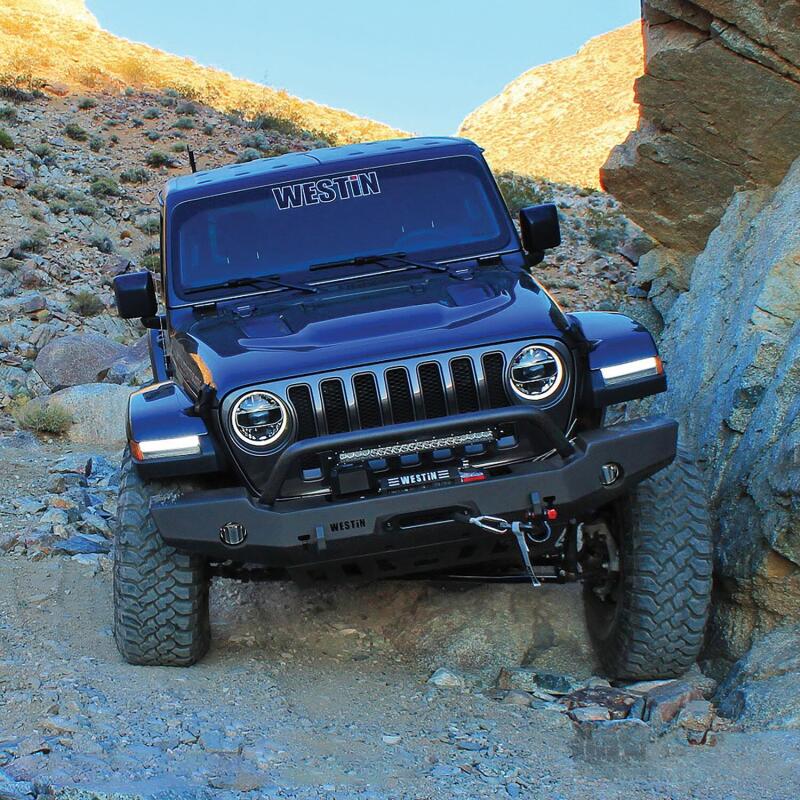Westin 18-19 Jeep Wrangler JL WJ2 Full Width Front Bumper w/Bull Bar Textured Black - 59-80115