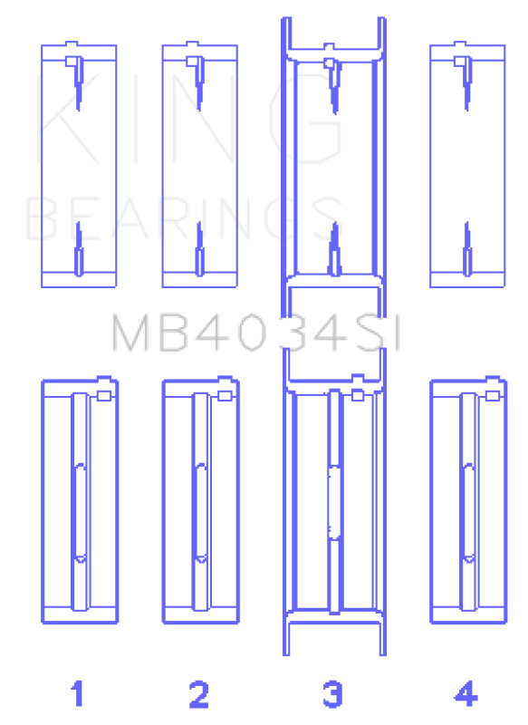 King Engine Bearings Ford 232 (Size +0.50mm) Main Bearing Set - MB4034SI0.5
