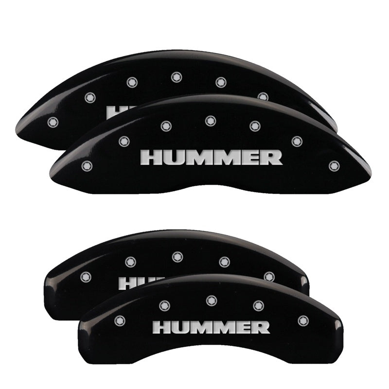 MGP 4 Caliper Covers Engraved Front &amp; Rear Hummer Black finish silver ch - 52002SHUMBK