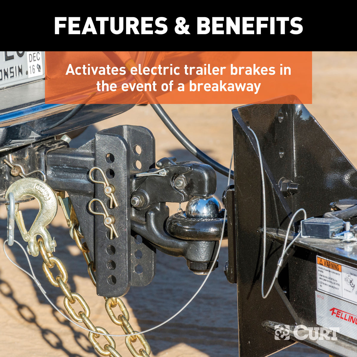 CURT 52028 Soft-Trac 2 Trailer Breakaway Switch Kit System with Battery and Charger