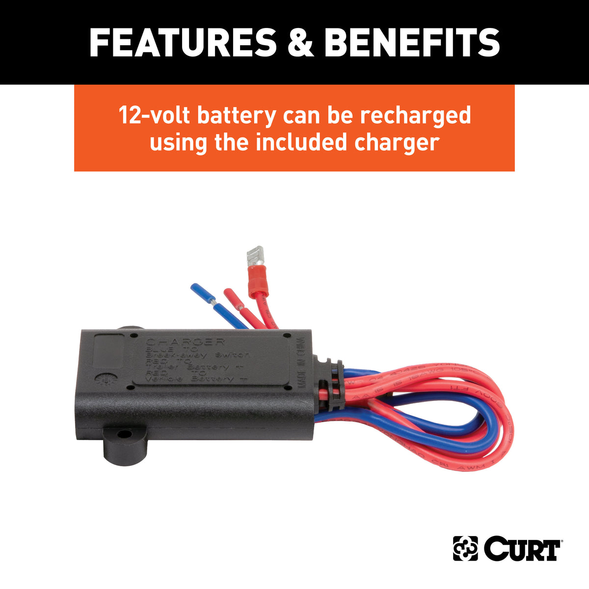 CURT 52028 Soft-Trac 2 Trailer Breakaway Switch Kit System with Battery and Charger