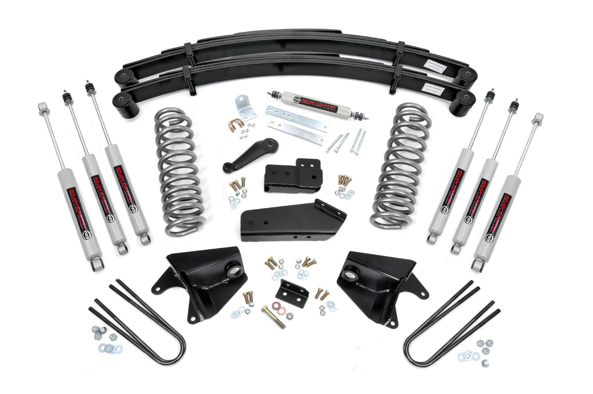 Rough Country - 4 Inch Lift Kit - Quad Front Shocks - Rear Springs - Ford F-150 4WD (80-96) - 52033