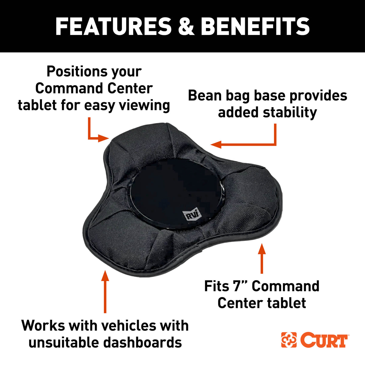 CURT 52213 RVibrake Bean Bag Dash Mount for Command Center Tablet