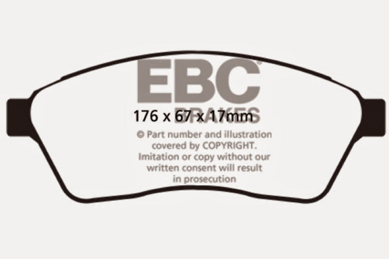 EBC 10-11 Cadillac SRX 2.8 Turbo Redstuff Front Brake Pads - DP31859C for 2010-2016 Cadillac SRX - angle view