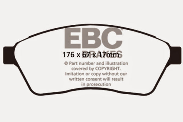 EBC 10-11 Cadillac SRX 2.8 Turbo Redstuff Front Brake Pads - DP31859C for 2010-2016 Cadillac SRX - angle view