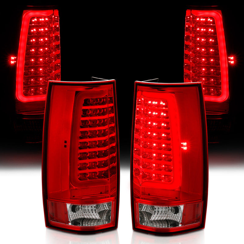ANZO 2007-2014 Chevy Tahoe LED Taillight Plank Style Chrome With Red/Clear Lens - 311323