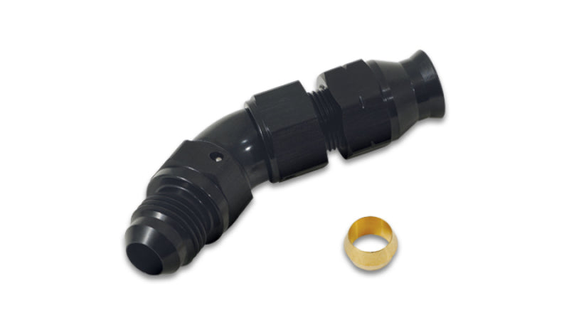 Vibrant 45 Degree 1/2in Tube to Male -8AN Flare Adapter w/ Olive Inserts - 16578