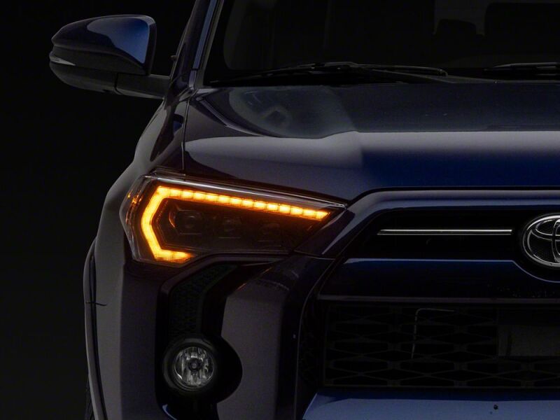 Raxiom 14-24 Toyota 4Runner CXR Series LED Headlights with Amber DRL- Black Housing- Clear Lens - TR33857 - close-up view 4