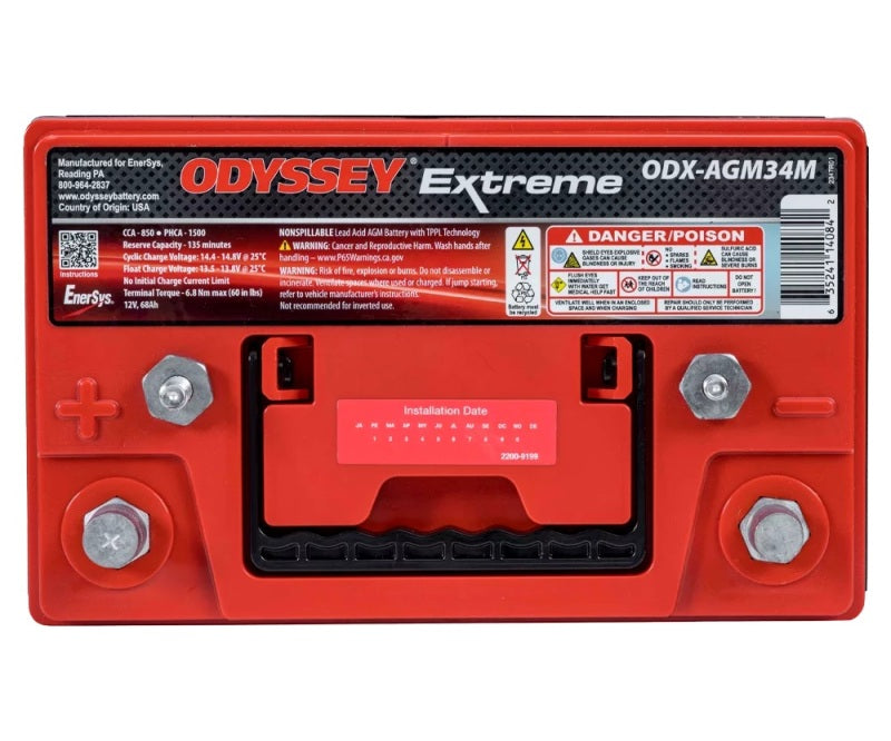 Odyssey Battery Marine/RV Extreme AGM Battery (34M-PC1500ST) - ODX-AGM34M by Odyssey Battery - front view