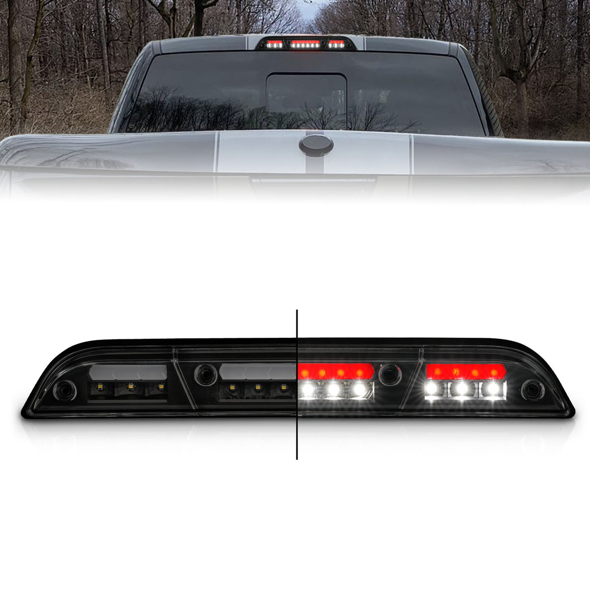 ANZO 15-20 Ford F-150 - F-450 LED Third Brake Light - Black Housing/Smoke Lens - 531112 for 2015-2023 Ford F 150 - front view