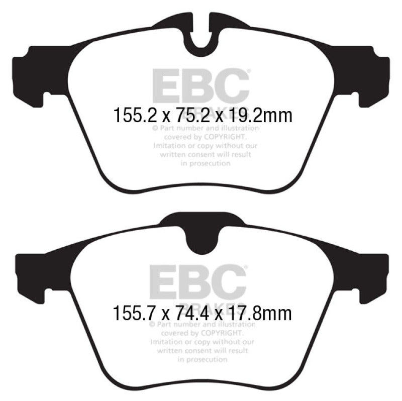 EBC 13+ Jaguar F-Type (Cast Iron Rotors Only) 3.0 Supercharged (340) Yellowstuff Front Brake Pads - DP42189R