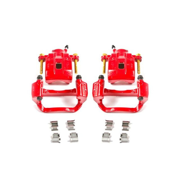 Power Stop 08-15 Toyota Sequoia Rear Red Calipers w/Brackets - Pair - S3276 for 2007-2015 Toyota Tundra - front view