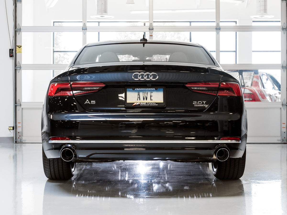 AWE Tuning Audi B9 A5 Track Edition Exhaust Dual Outlet - Chrome Silver Tips (Includes DP) - 3020-32032