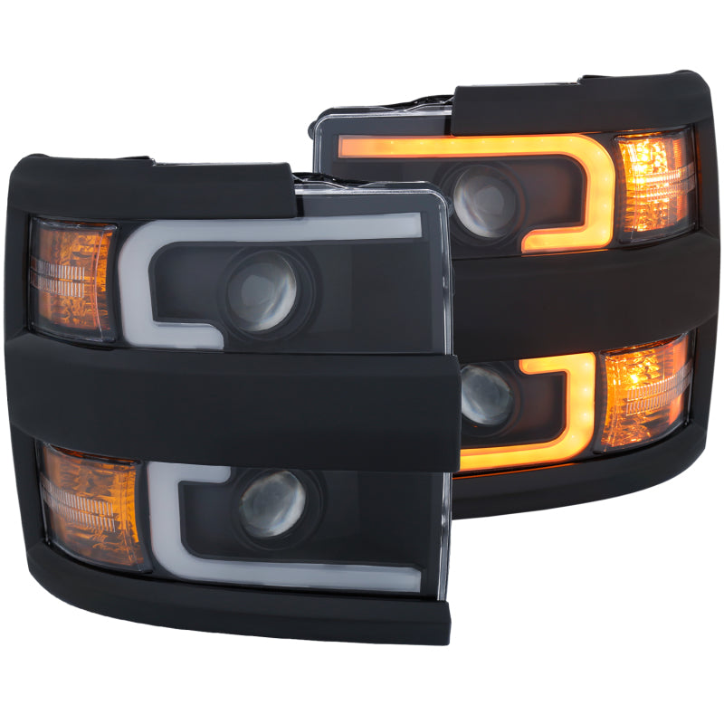 ANZO Projector Headlights 15-17 Chevrolet Silverado 2500HD / 3500HD Black w/ Black Rim - 111364