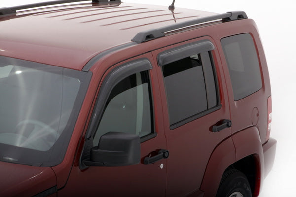 AVS 08-14 Jeep Liberty Ventvisor Outside Mount Window Deflectors 4pc - Smoke - 94964 for 2008-2012 Jeep Liberty - front view