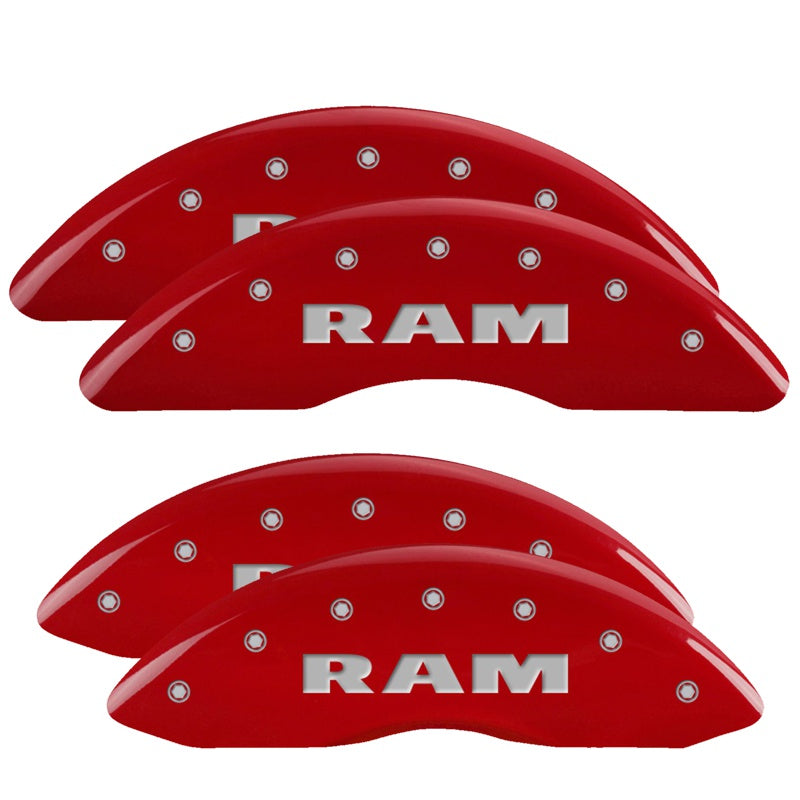 MGP 4 Caliper Covers Engraved Front &amp; Rear RAM Red finish silver ch - 55002SRAMRD