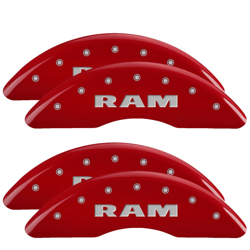 MGP 2019+ Ram 2500/3500 4 Caliper Covers Front &amp; Rear - Red Finish W/MGP Logo - 55007SRAMRD