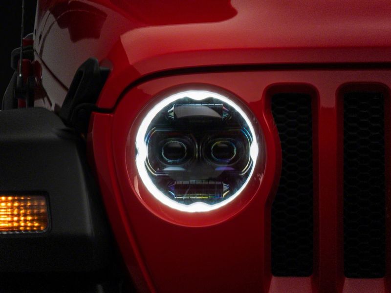 Raxiom 18-23 Jeep Wrangler JL Axial Series 9-In Angel Eye LED Headlights- Blk Housing (Clear Lens) - J171705