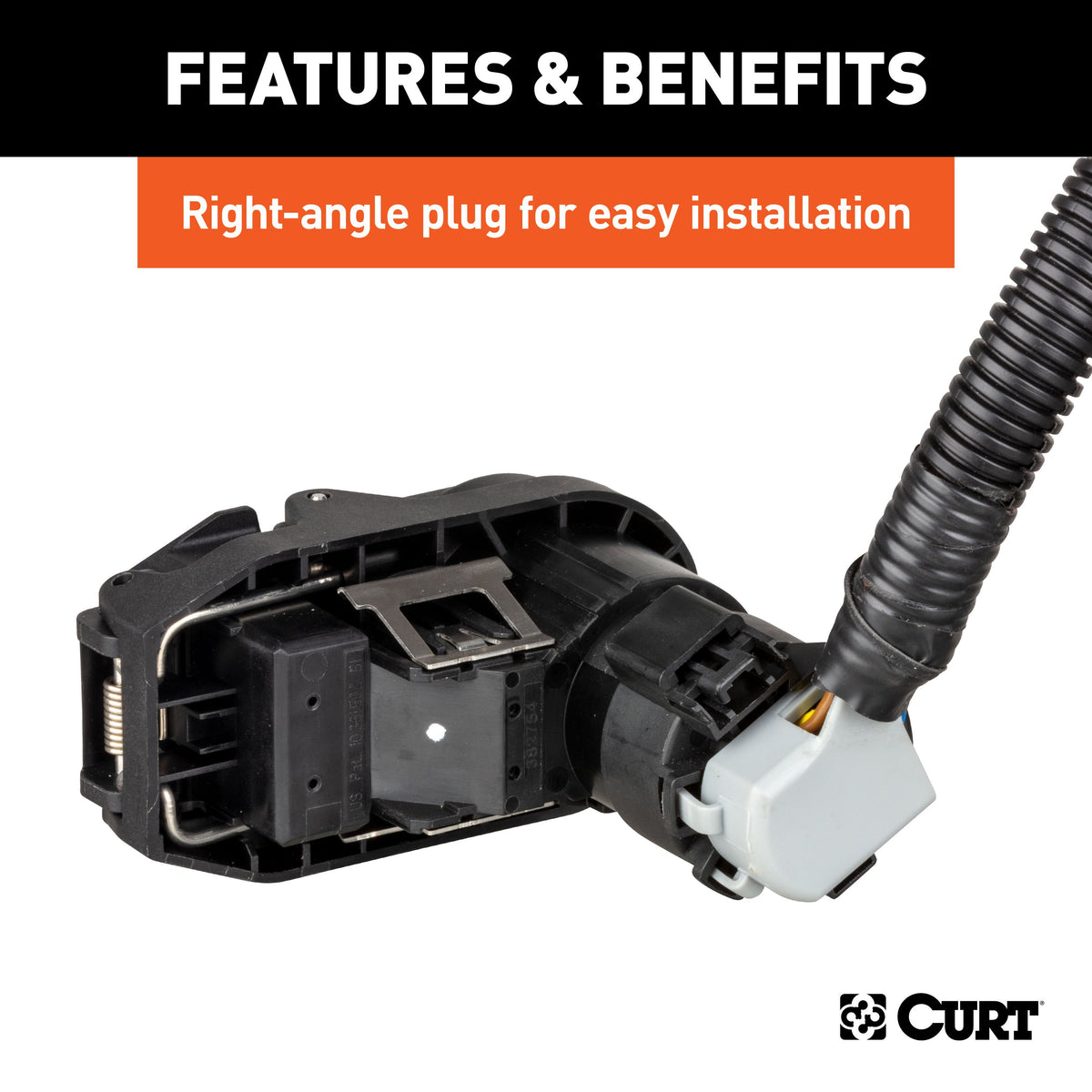 CURT 56003 7-Foot Vehicle-Side Truck Bed 4-Pin, 7-Pin Trailer Wiring Harness Extension, Select Chevrolet, Dodge, Ford, GMC, Nissan, Ram, Toyota